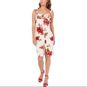 CRAVE FAME White Floral Print Ruffled Mini Dress